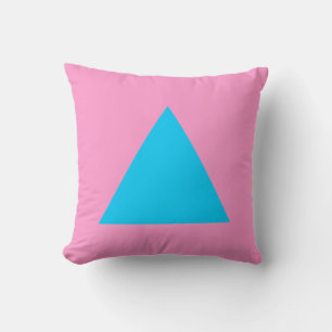 Coussin Couleurs triangles - bleu ciel et rose