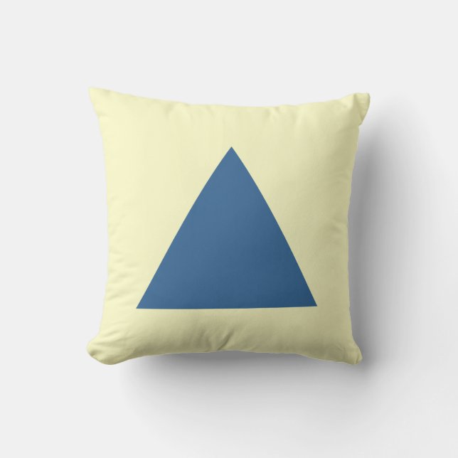 Coussin Couleurs triangles - bleu désert et jaune pâle (Recto)