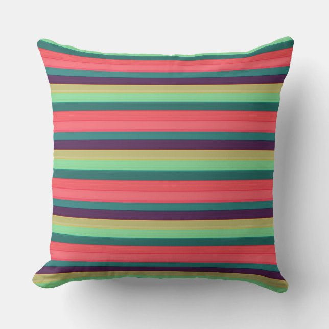 Coussin Couleurs vintages mignonnes rayées (Recto)