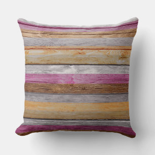 Coussin Couleurs vintages Rayures Bois Look #8