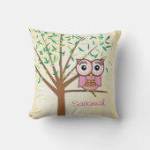 Coussin Couleurs vives Aqua Green Arbre moderne et hibou (Recto)