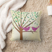 Coussin Couleurs vives mignonnes Rose Vert Vert Oiseaux d' (Couverture)