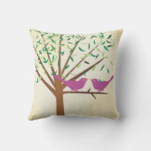 Coussin Couleurs vives mignonnes Rose Vert Vert Oiseaux d' (Verso)