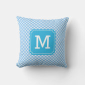 Coussin Country Chic Baby Blue En vichy Nom Monogramme (Recto)