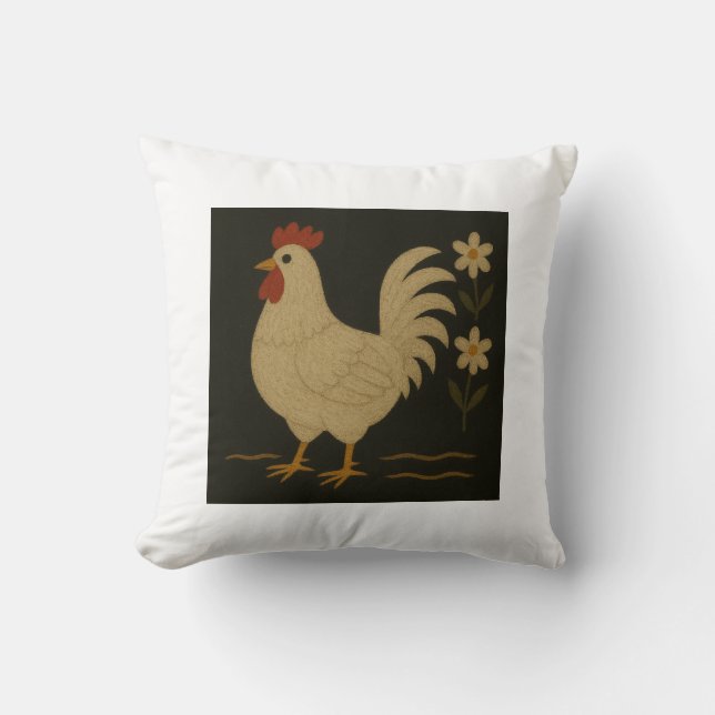 Coussin Country Rooster Folk Art (Recto)