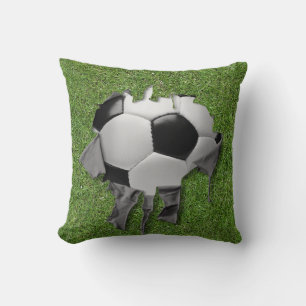 Coussin Coup de soccer déchiqueté Bleu
