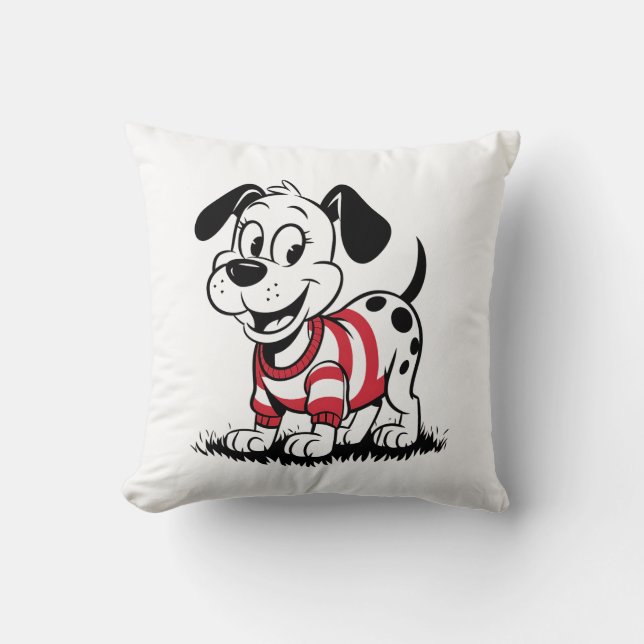 Coussin Coupe Dalmatienne joueuse dans un Sweater conforta (Recto)