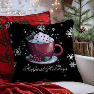 Coussin Coupe de Noël de chocolat chaud