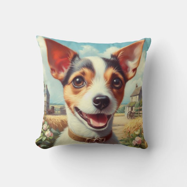 Coussin Coupe Toy Fox Terrier Peinture (Recto)