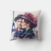 Coussin Couple à l'aquarelle à Paris  (Verso)