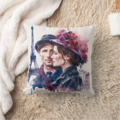 Coussin Couple aquarelle à Paris (Couverture)