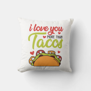 Coussin Couple Cadeau Je T'Aime Plus Que Tacos