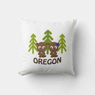 Coussin Couple castor mignon Oregon