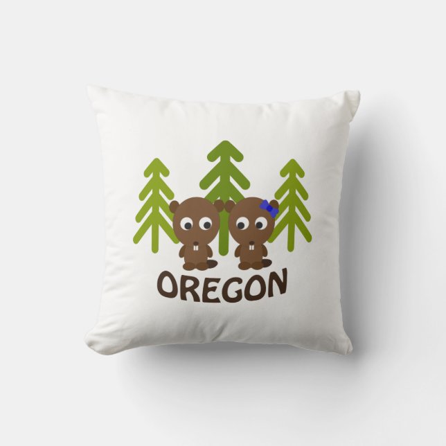 Coussin Couple castor mignon Oregon (Recto)