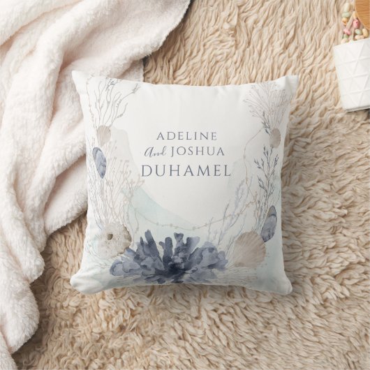 Coussin Couple Coquillages Corail Côtiers Éthérés (Couverture)