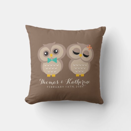 Coussin Couple de Chouette adorable (Recto)