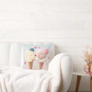 Coussin Couple de crème glacée - Amour au premier coup