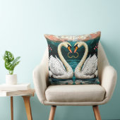Coussin Couple de cygnes formant une forme de cœur (Chaise)