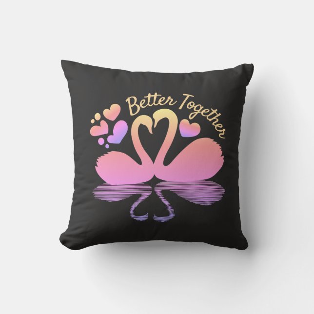 Coussin Couple de cygnes silhouette reflet dans l'eau (Recto)
