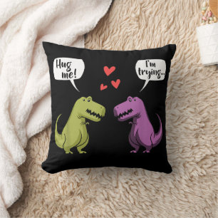 Coussin Couple de dinosaures T-Rex m'enlacent pour la Sain