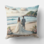 Coussin Couple de la plage de mariage (Verso)