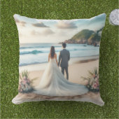 Coussin Couple de la plage de mariage (Herbe)