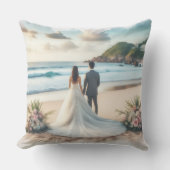 Coussin Couple de la plage de mariage (Recto)