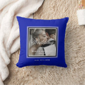 Coussin Couple de mariage bleu cobalt photo personnalisabl (Couverture)