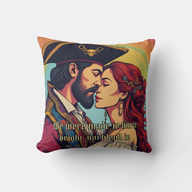 Coussin Couple de pirate psychédélique - Romance audacieus (Recto)