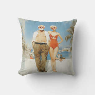 Coussin Couple de plage vintage été contraste