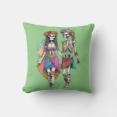Coussin Couple de squelettes hippies (Recto)