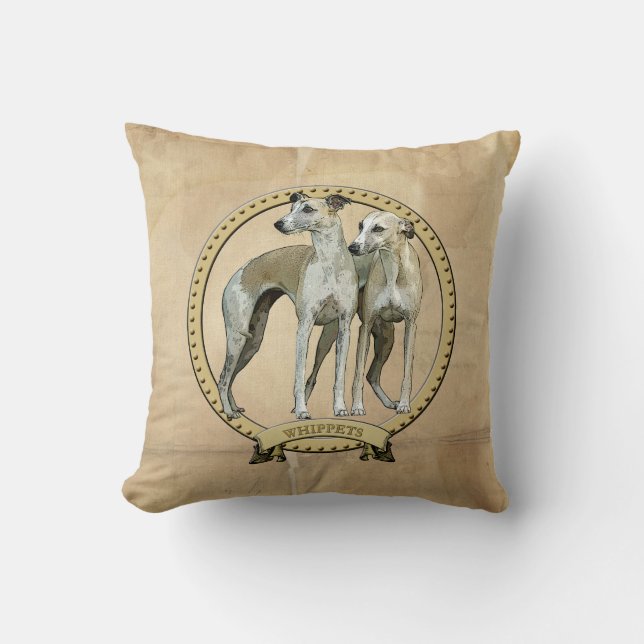 Coussin Couple de whippets (Recto)