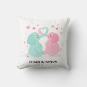 Coussin Couple d'éléphants mignons Saint-Valentin personna (Recto)