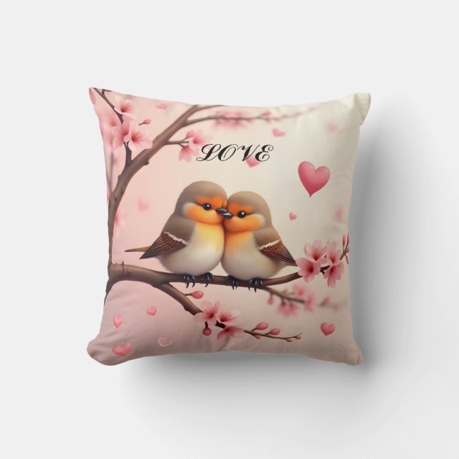 Coussin Couple d'oiseaux amour  (Recto)