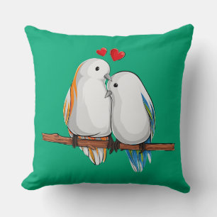 Coussin Couple d'oiseaux amoureux Décoratif
