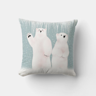 Coussin Couple D'Ours Polaire Dans Les Flammes De Neige Je