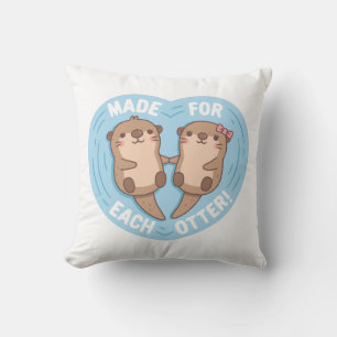 Coussin Couple En Otter, Fabriqué Pour Chaque Pun D'Amour 