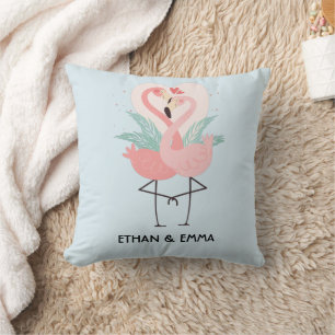 Coussin Couple Flamant rose mignon Personnalisé Saint Vale