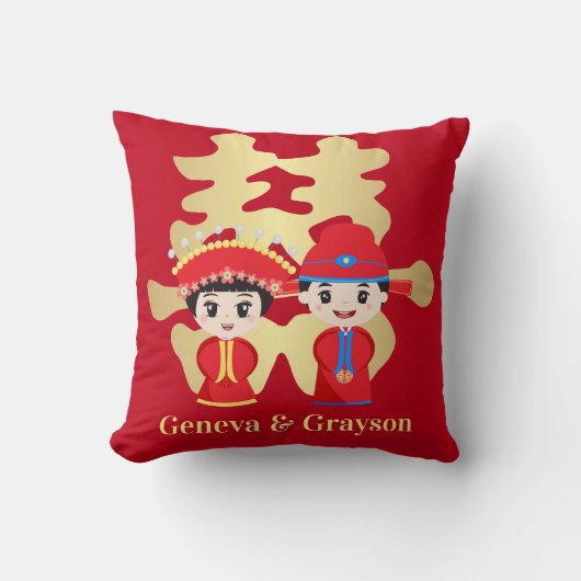 Coussin Couple Mariage chinois traditionnel  (Recto)
