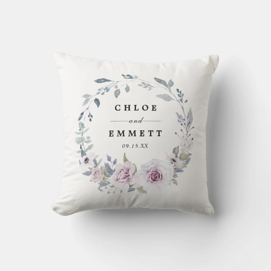 Coussin Couple Mariage floral violet clair (Recto)