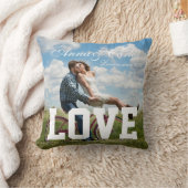 Coussin Couple Photo Simple Love Ajouter un nom Texte et m (Couverture)