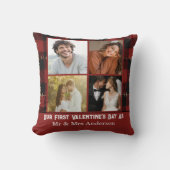 Coussin Couple Premier Saint-Valentin 4 Collage Photo Carr (Recto)