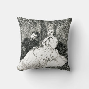 Coussin Couple Victorien vintage Ensemble Monochrome