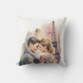 Coussin Couples aquarelle romantiques à Paris   (Recto)