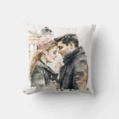 Coussin Couples aquarelles romantiques à Paris - Saint Val (Recto)