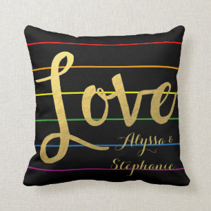 Coussin Couples customisés du filet LGBT d'arc-en-ciel