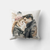 Coussin Couples d'aquarelle romantiques à Paris - Saint Va (Verso)