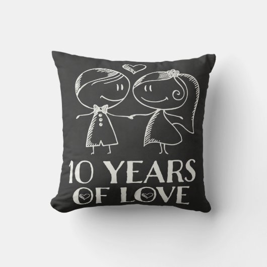 Coussin Couples du 10e anniversaire Chalk tiré cadeau Cous (Recto)