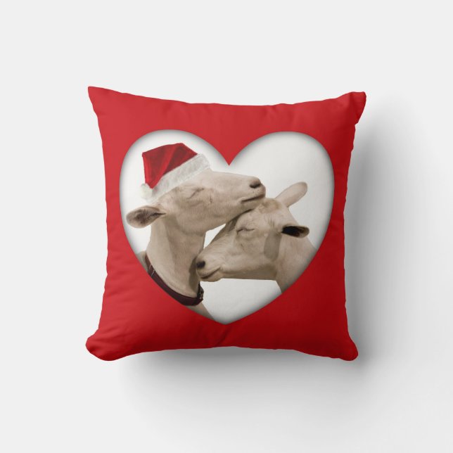 Coussin Couples mignons de chèvre de Noël (Recto)