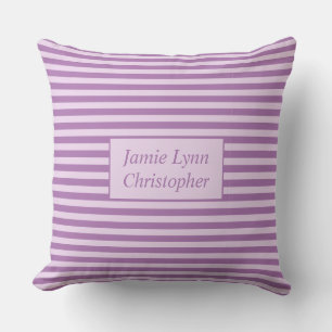 Coussin Couples personnalisés Noms Bandes Violettes